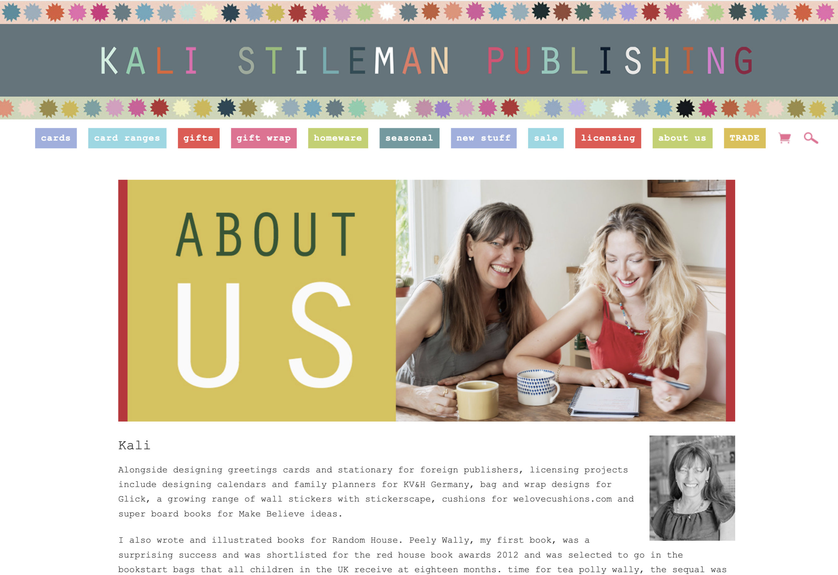 About Page from Kali Stileman Publishing Website