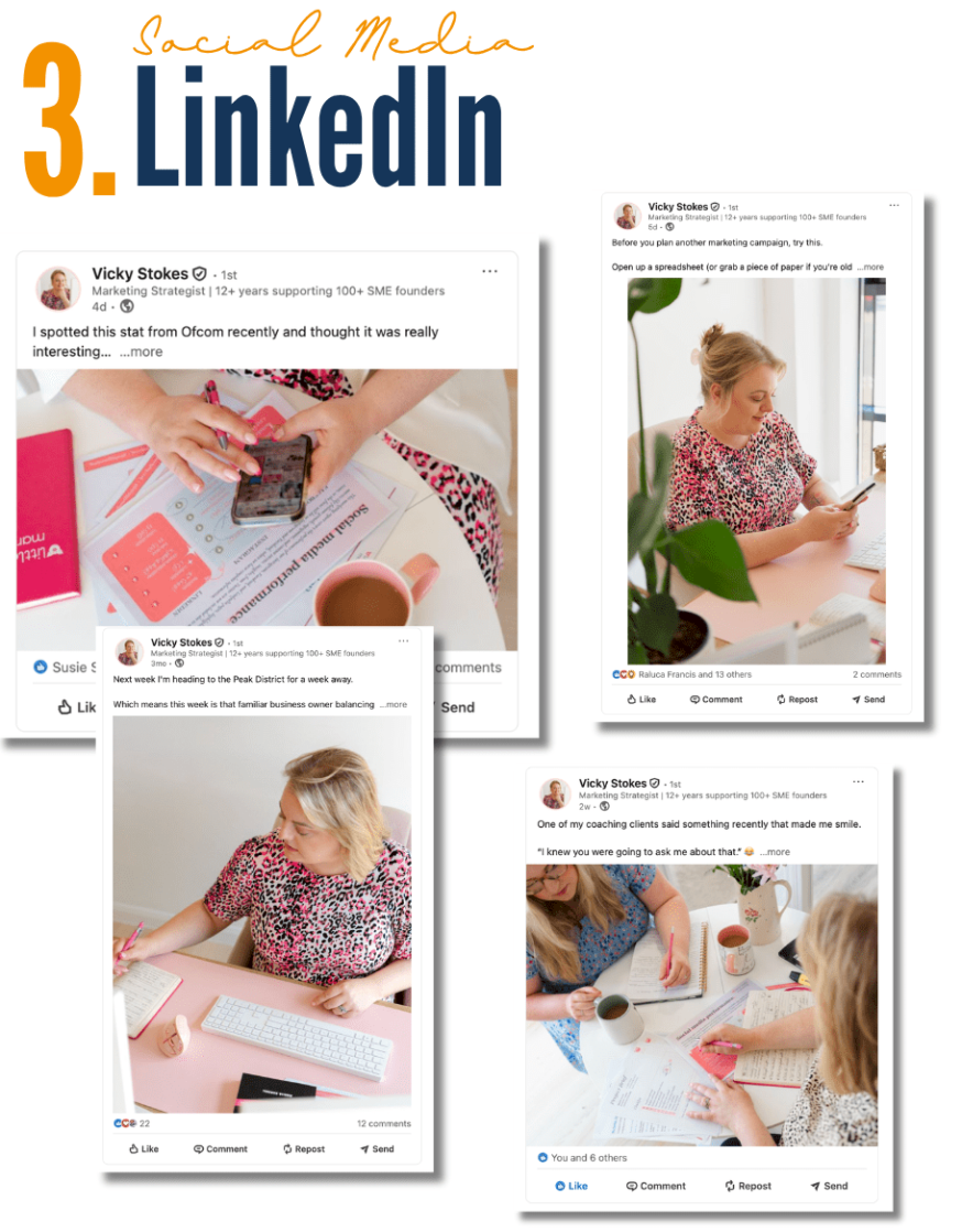 Examples of how to use branding photos on LinkedIn posts