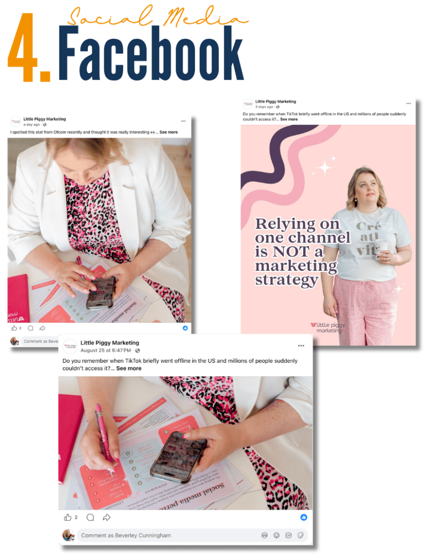 Examples of the use of branding photos on Facebook posts