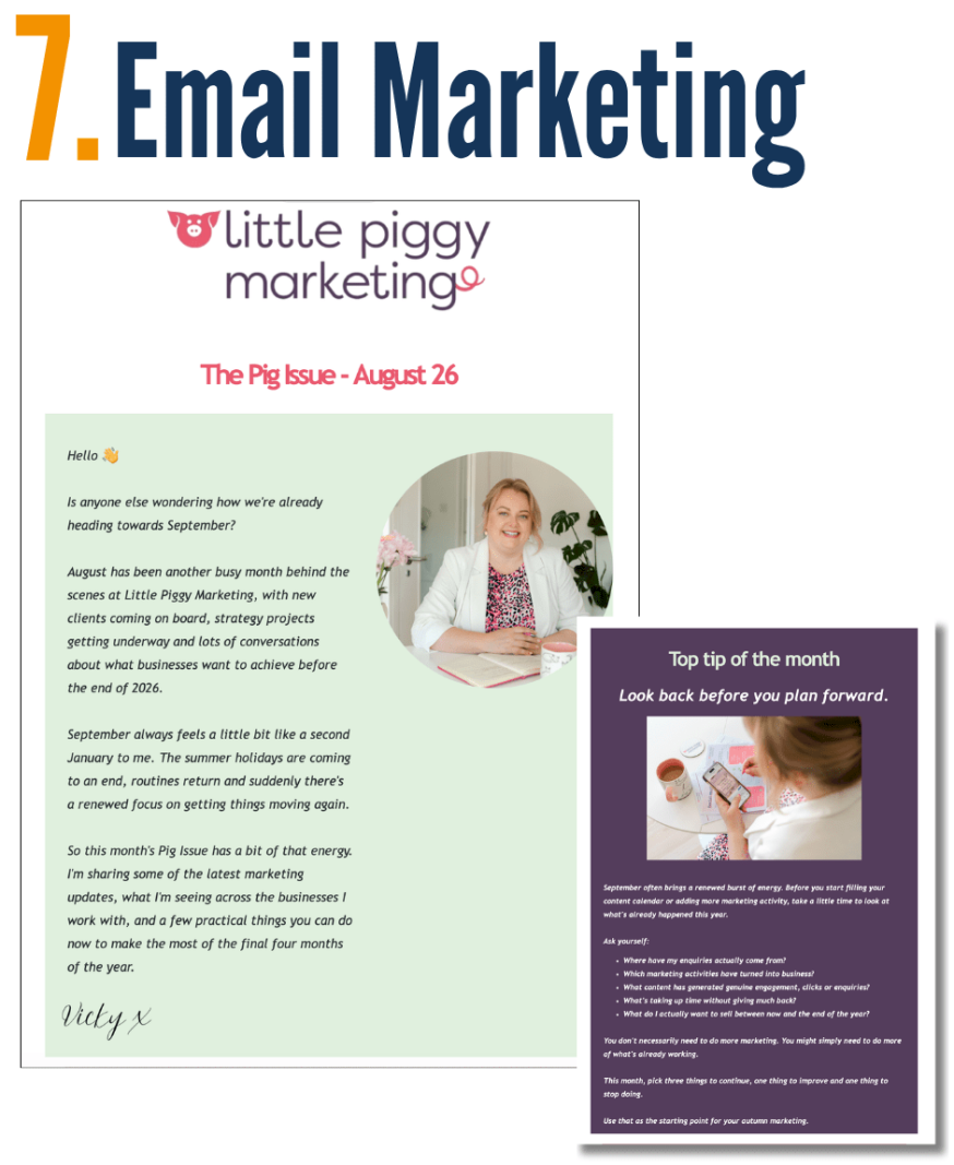 Illustration of how to use branding photos in email marketing